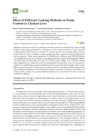 Effect of Different Cooking Methods on Folate Content in Chicken Liver