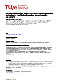 Magnetic-Field-Resilient Superconducting Coplanar-Waveguide Resonators for Hybrid Circuit Quantum Electrodynamics Experiments