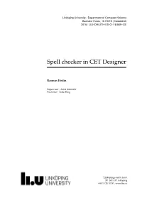Spell Checker in CET Designer