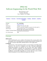 SWE 642 Software Engineering for the World Wide Web