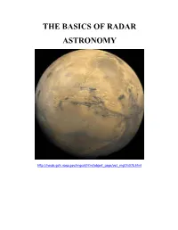 The Basics of Radar Astronomy