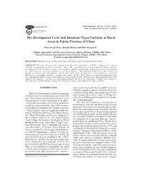 The Development Level and Dominant Types Partition of Rural Areas in Fujian Province of China