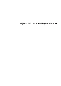 Mysql 5.6 Error Message Reference Abstract