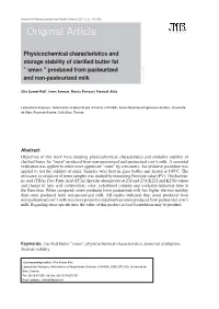 Physicochemical Characteristics and Storage Stability of Clarified Butter