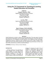 Using the 7C Framework for Teaching & Learning Health Education
