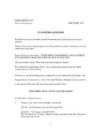 Linguistics 407 Lecture