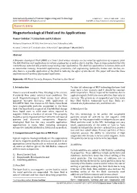 Magnetorheological Fluid and Its Applications