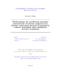 Methodology for Predicting Semantic Annotations of Protein Sequences by Feature Extraction Derived of Statistical Contact Potentials and Continuous Wavelet Transform