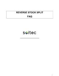Reverse Stock Split Faq