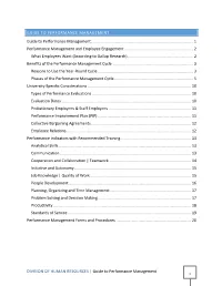 DIVISION of HUMAN RESOURCES | Guide to Performance Management GUIDE TO