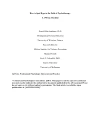How to Spot Hype in the Field of Psychotherapy: a 19-Item Checklist