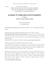 IUPAC Glossary of Terms Used in Photochemistry