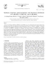 Syntheses, Structures, Optical Properties, and Theoretical Calculations of Cs2bi2zns5,Cs2bi2cds5, and Cs2bi2mns5 Fu Qiang Huang, Rebecca C