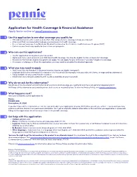 Application for Health Coverage & Financial Assistance
