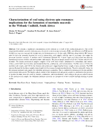 Characterization of Coal Using Electron Spin Resonance: Implications for the Formation of Inertinite Macerals in the Witbank Coalﬁeld, South Africa