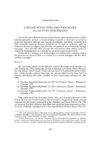 Costumes Within Opera Seria Hierarchies: a Case Study from Dresden