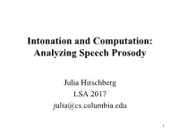Intonation and Computation: Analyzing Speech Prosody