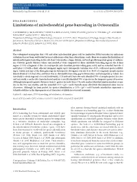 Limitations of Mitochondrial Gene Barcoding in Octocorallia
