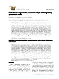 Productive and Reproductive Parameters in High and Low Growing Syrian Awassi Lambs