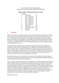 THIRD PARTY CERTIFICATION of FOOD CONTENTS 1 Introduction P1 2 Item A