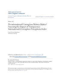 Assessing the Impact of Transparency International's Corruption Perceptions Index Omar Elemere Hawthorne Old Dominion University