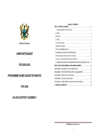 Composite Budget for 2020-2023 Programme Based Budget Estimates for 2020 Anloga District Assembly