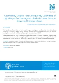 Part 1. Frequency Upshifting of Light Rays/Electromagnetic Radiation Near Stars in Dynamic Universe Model