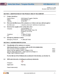 Safety Data Sheet – Tungsten Disulfide ACS Material LLC