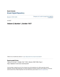 Volume 5, Number 1, October 1927