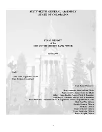 2007 Colorado Voter Choice Task Force Report