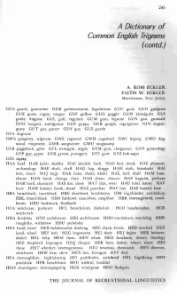 A DICTIONARY of COMMON ENGLISH TRIGRAMS (Contd.)