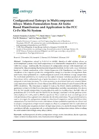Configurational Entropy in Multicomponent Alloys