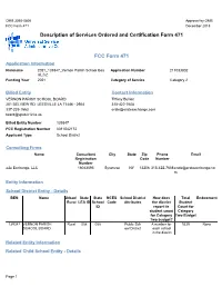 Description of Services Ordered and Certification Form 471 FCC Form