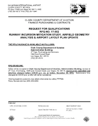 Request for Qualifications Rfq No. 17-002 Runway Incursion Mitigation Study, Airfield Geometry Analysis & Airport Layout Plan Update