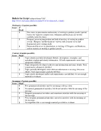 Rubric for Script (Adapted from VAC