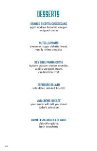 Viento Bar Menu