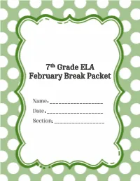 7Th Grade February Break Packet.Pdf