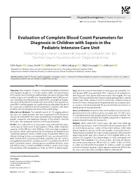 Evaluation of Complete Blood Count Parameters for Diagnosis In