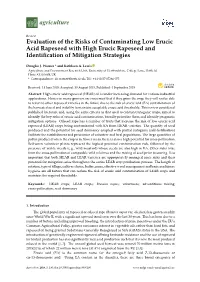 Evaluation of the Risks of Contaminating Low Erucic Acid Rapeseed with High Erucic Rapeseed and Identiﬁcation of Mitigation Strategies