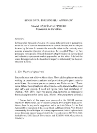 Sense Data: the Sensible Approach