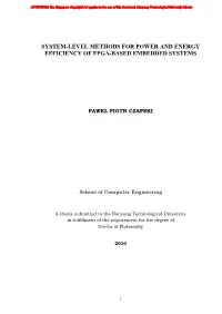 System-Level Methods for Power and Energy Efficiency of Fpga-Based Embedded Systems