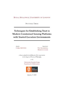 Techniques for Establishing Trust in Modern Constrained Sensing Platforms with Trusted Execution Environments