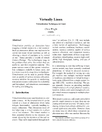 Virtually Linux Virtualization Techniques in Linux