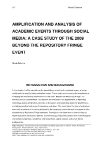 A Case Study of the 2009 Beyond the Repository Fringe Event