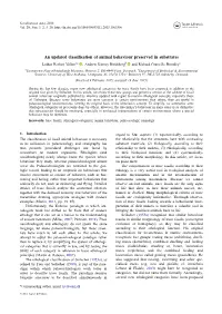 An Updated Classification of Animal Behaviour Preserved in Substrates