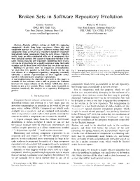 Broken Sets in Software Repository Evolution