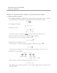 Chapter 19 : Quantity Theory, Inflation, and the Demand for Money