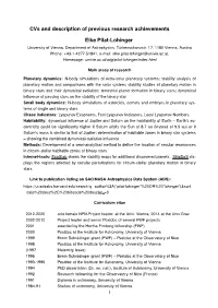 Cvs and Description of Previous Research Achievements Elke Pilat
