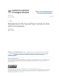Introduction to the Special Topic Section on Arts and Consciousness Dorit Netzer Hofstra University