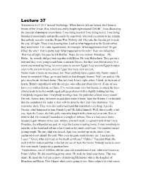 Lecture 37 Welcome to LLT121 Classical Mythology